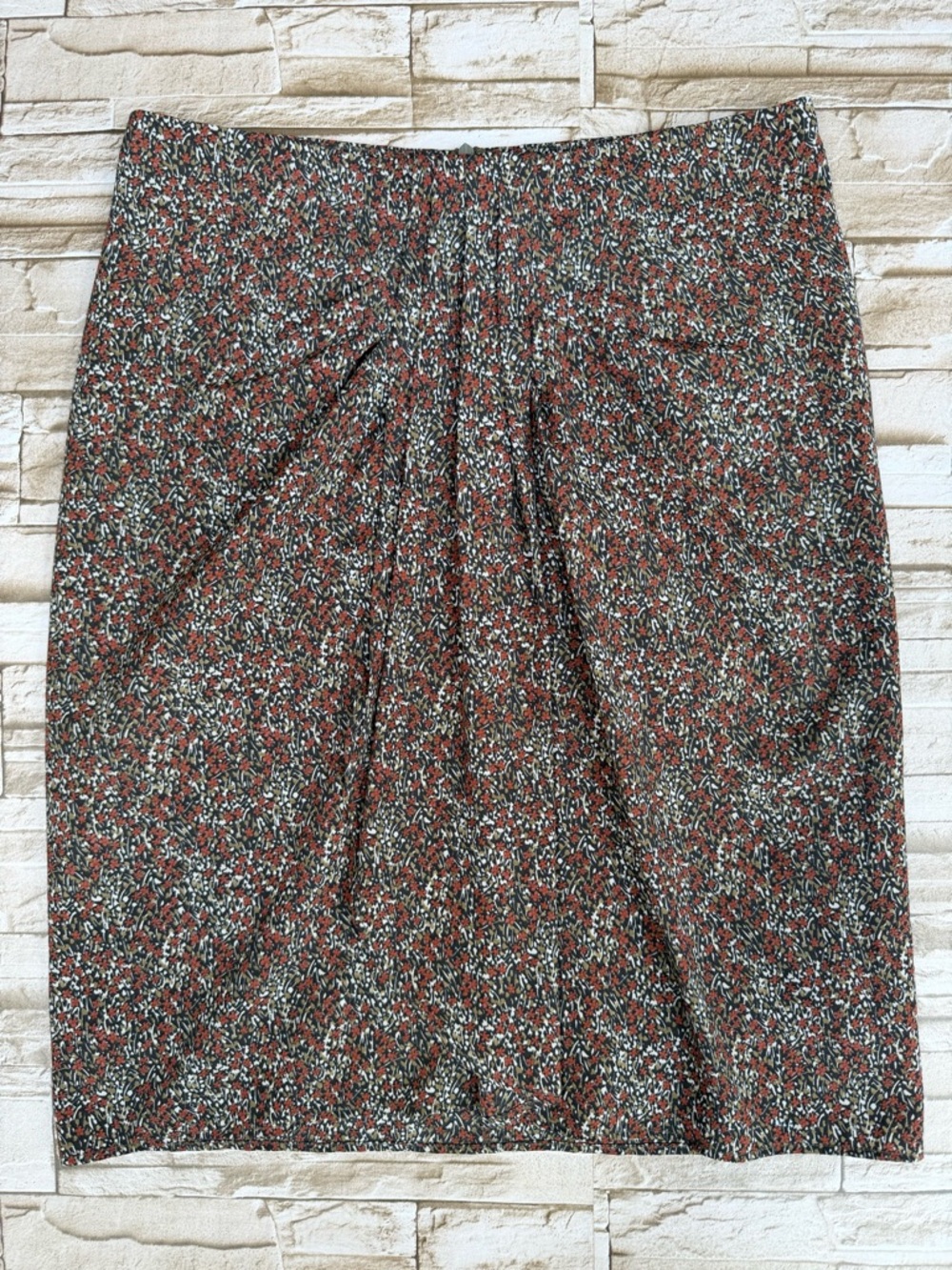 MONOPRIX Women's Pencil Skirt Brown White Millefleurs Print Size EUR 36/US 4